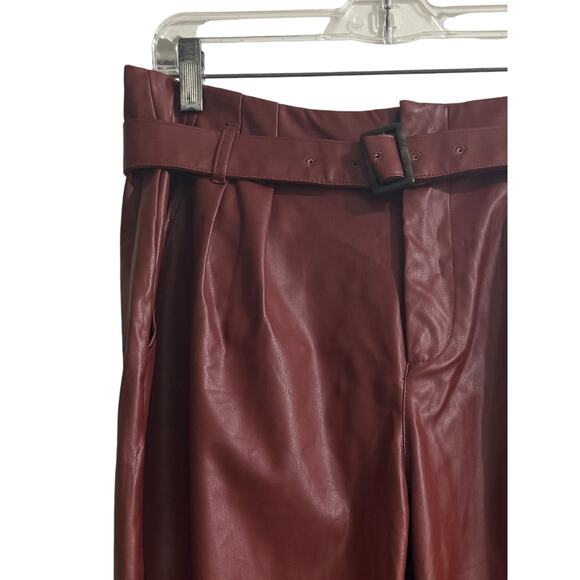 Who What Wear Size 10 Faux Leather Pants Burnt Rust High Rise - Picture 8 of 11